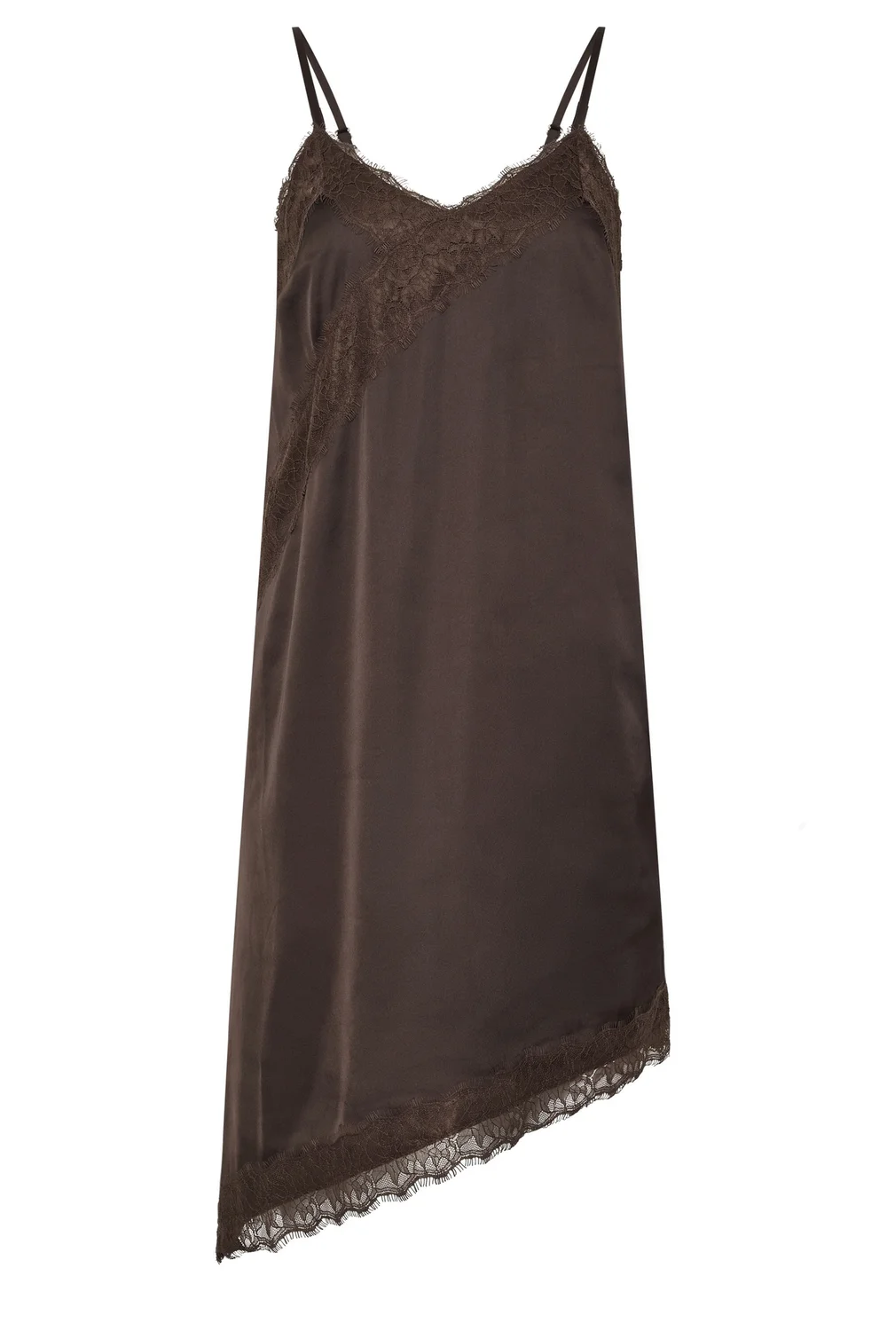 PixieGirl Petite Chocolate Brown Satin Asymmetric Dress - 10 Image 5