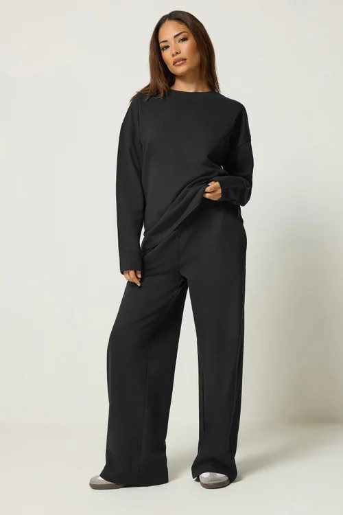 PixieGirl Petite Set Black Sweat Jersey Top & Joggers - 10/L27 Image 1