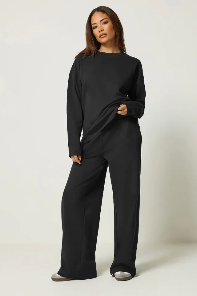 PixieGirl Petite Set Black Sweat Jersey Top & Joggers