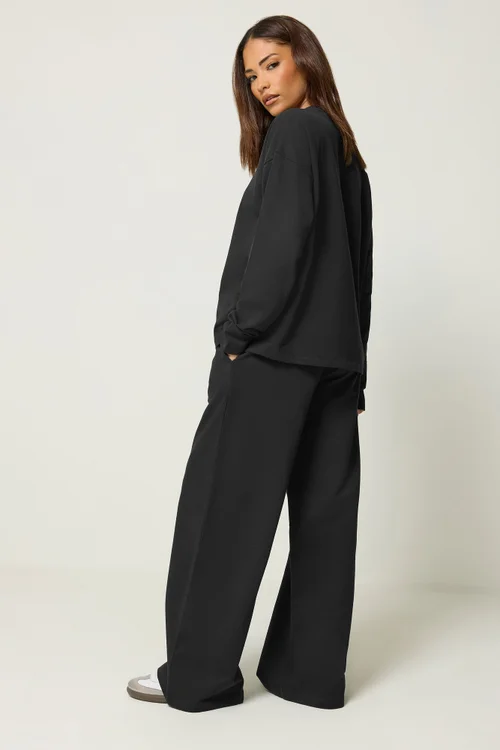 PixieGirl Petite Set Black Sweat Jersey Top & Joggers - 10/L27 Image 3