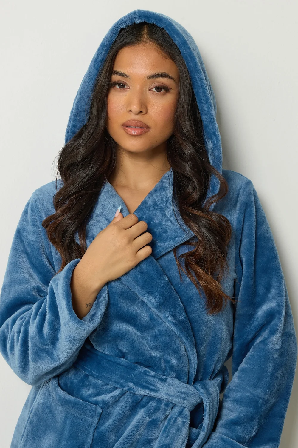 PixieGirl Petite Blue Super Luxe Hooded Dressing Gown - 16-18 Image 4