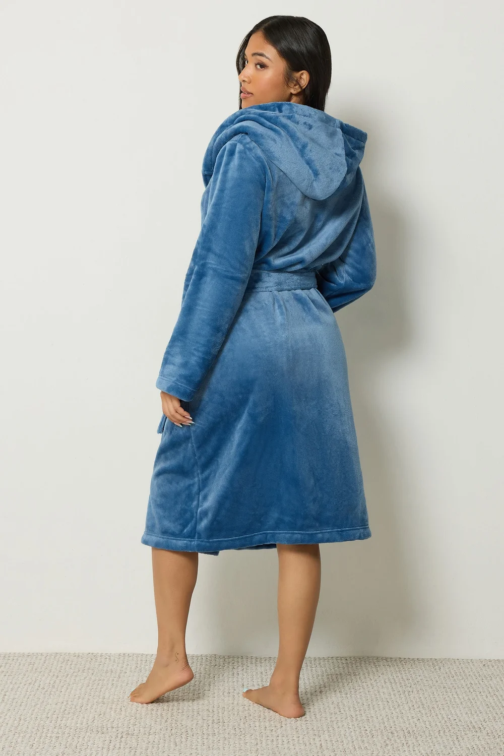 PixieGirl Petite Blue Super Luxe Hooded Dressing Gown - 16-18 Image 3