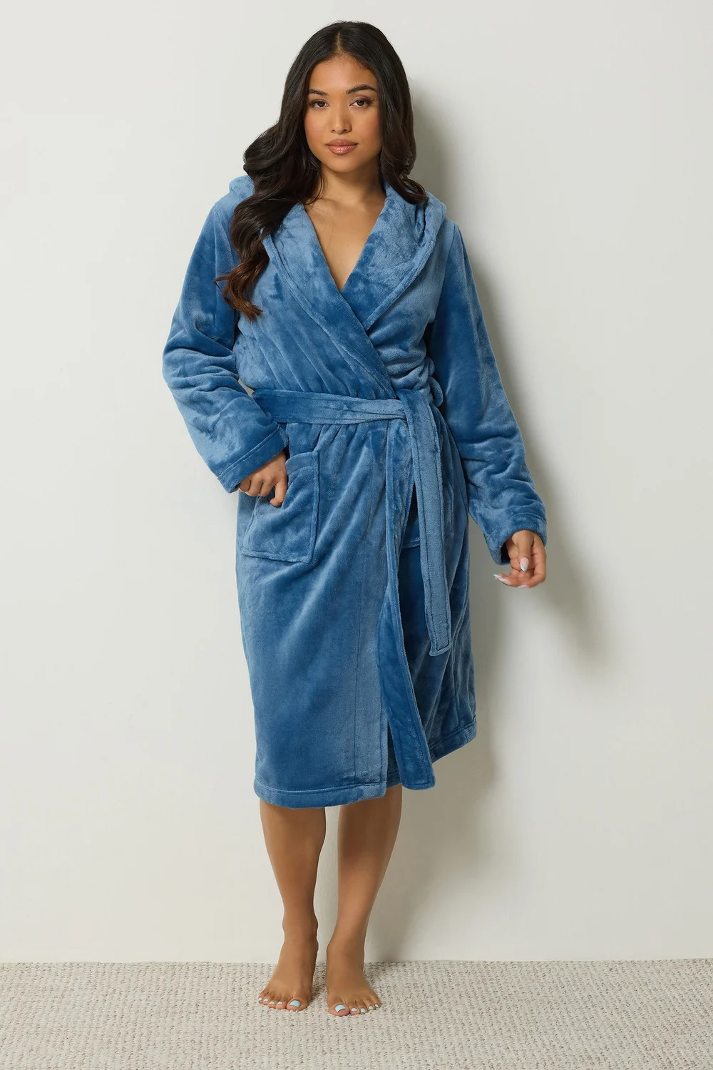 PixieGirl Petite Blue Super Luxe Hooded Dressing Gown - 16-18 Image 1