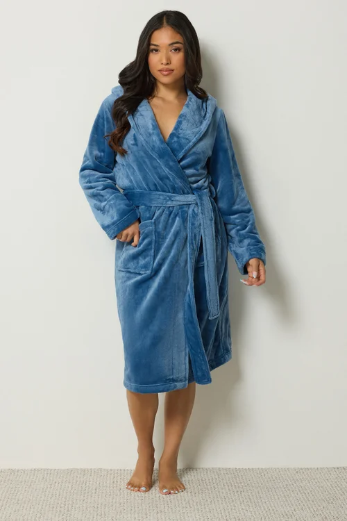 PixieGirl Petite Blue Super Luxe Hooded Dressing Gown - 16-18 Image 1