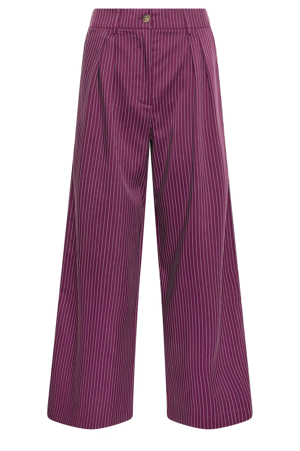 PixieGirl Petite Burgundy Red Pinstripe Pleated Wide Leg Trousers - 10 Image 5