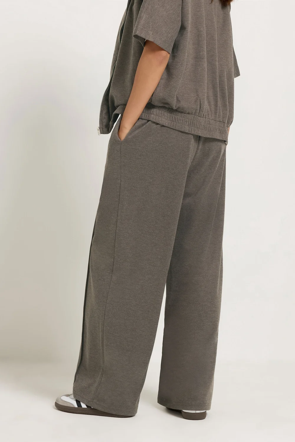 PixieGirl Petite Light Brown Brushed Pintuck Wide Leg Trousers - 10/L27 Image 4