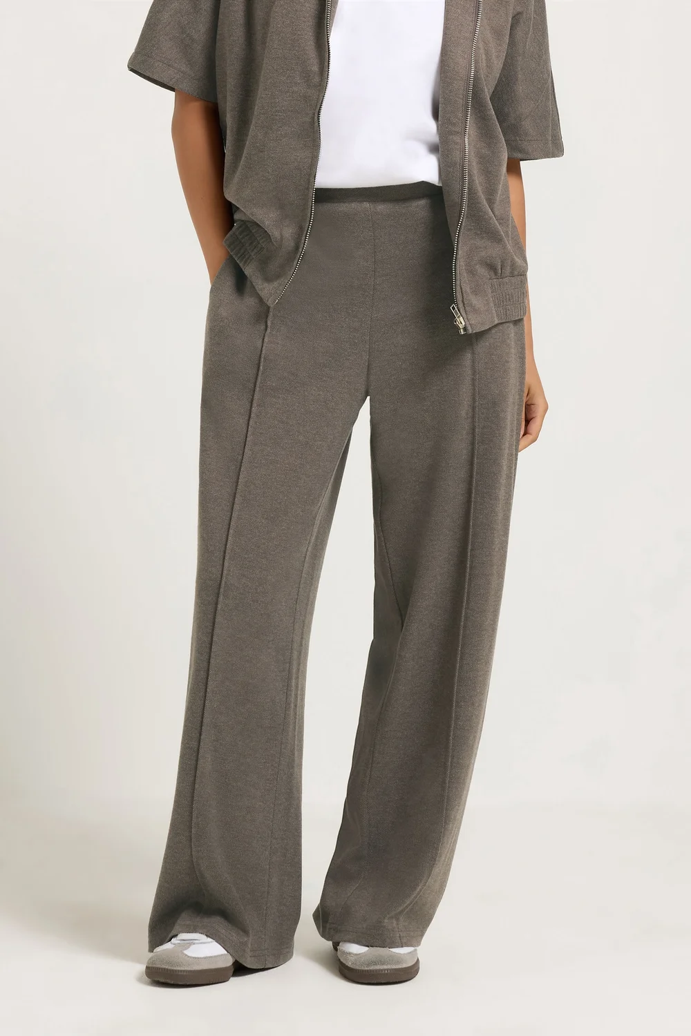 PixieGirl Petite Light Brown Brushed Pintuck Wide Leg Trousers - 10/L27 Image 3