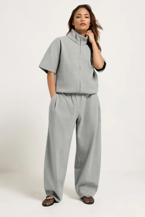 PixieGirl Petite Grey Brushed Barrel Leg Trousers - 10 Image 1
