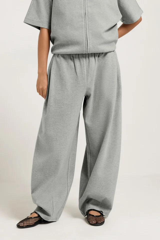 PixieGirl Petite Grey Brushed Barrel Leg Trousers