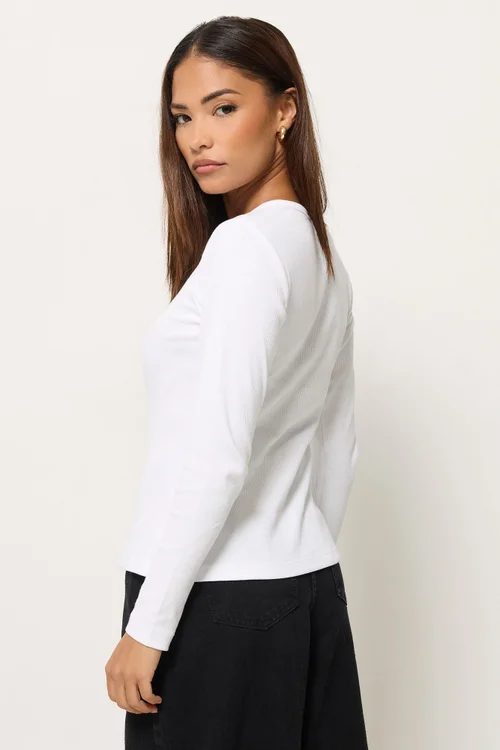 PixieGirl Petite 2 Pack Black & White Ribbed Cotton Tops - 16 Image 5