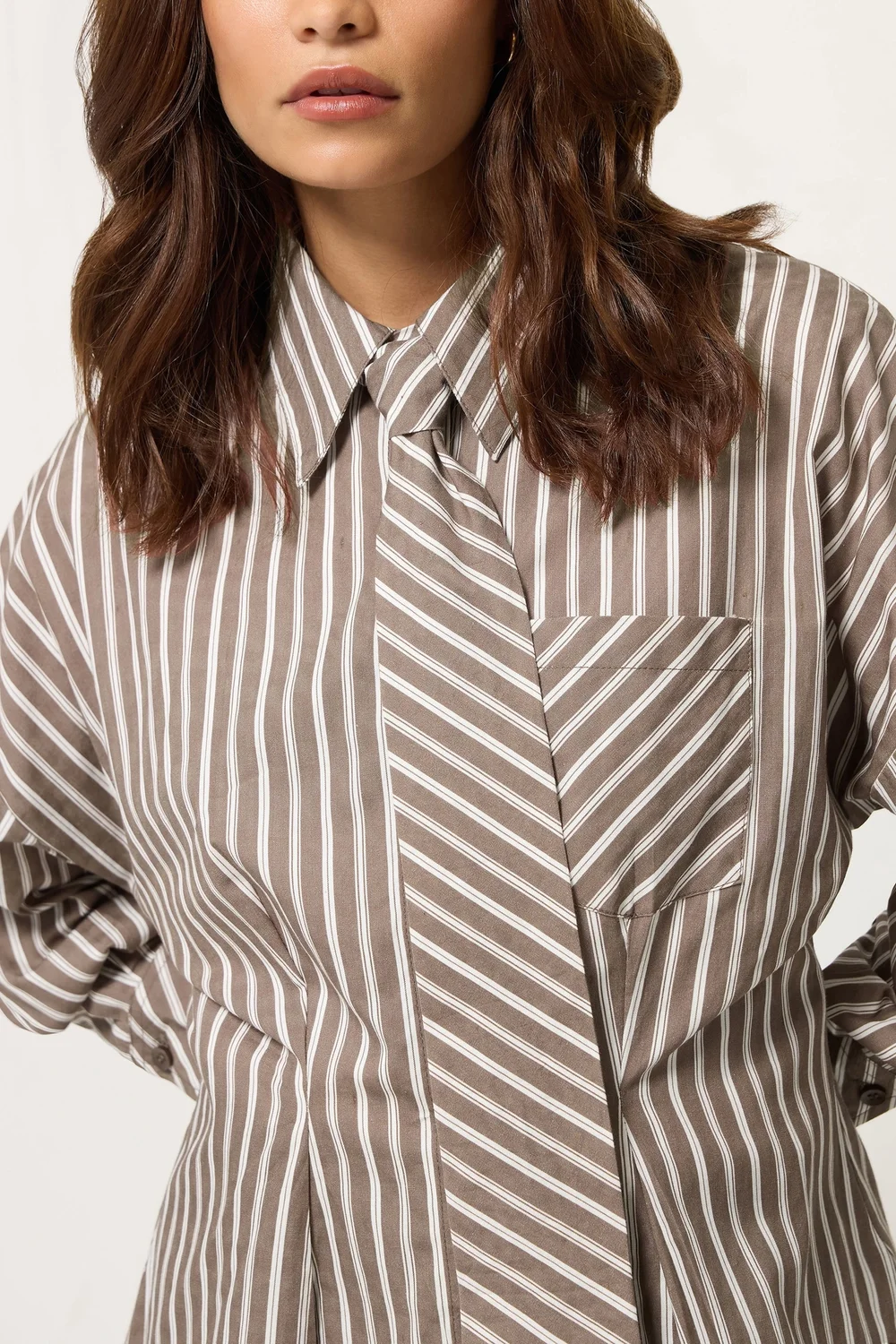 PixieGirl Petite Brown Stripe Tie Shirt - 6 Image 4