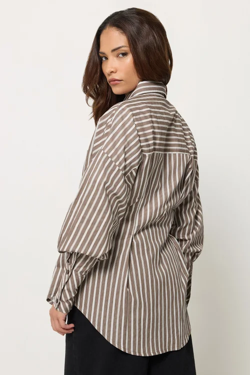 PixieGirl Petite Brown Stripe Tie Shirt - 6 Image 3