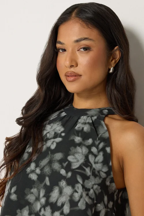 PixieGirl Petite Black Floral Halter Midi Dress - 10 Image 4