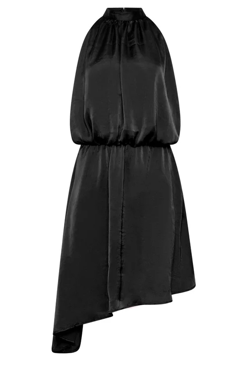 PixieGirl Petite Black Halter Neck Satin Dress - 12 Image 5