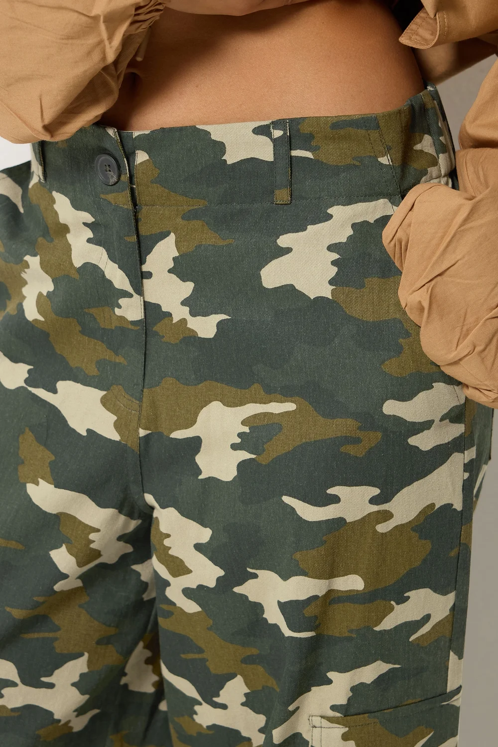 PixieGirl Petite Khaki Green Twill Camo Cargo Trousers - 8 Image 4