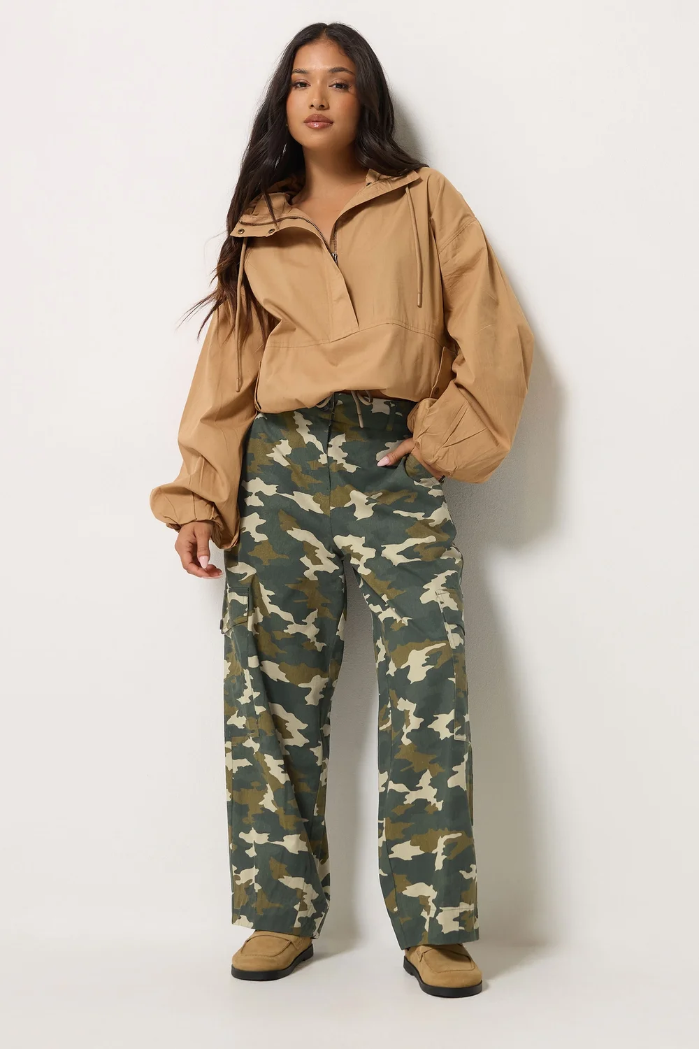 PixieGirl Petite Khaki Green Twill Camo Cargo Trousers - 8 Image 2