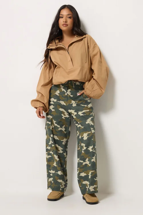 PixieGirl Petite Khaki Green Twill Camo Cargo Trousers - 8 Image 2