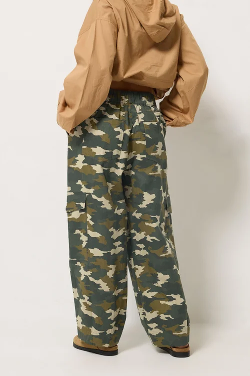 PixieGirl Petite Khaki Green Twill Camo Cargo Trousers - 8 Image 3
