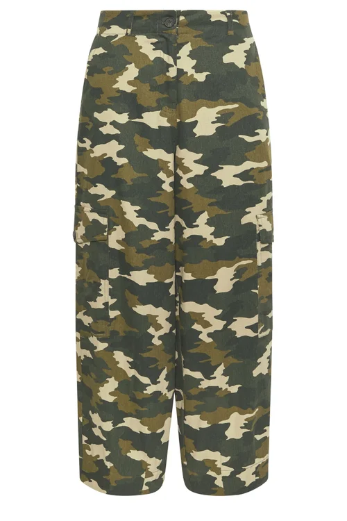 PixieGirl Petite Khaki Green Twill Camo Cargo Trousers - 8 Image 5