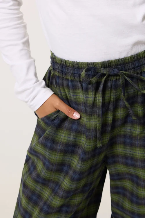 PixieGirl Petite Green Brushed Check Wide Leg Trousers - 18 Image 4