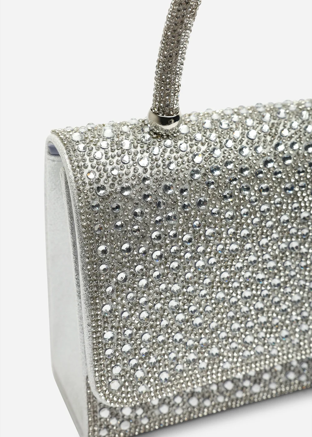 Where's That From Harixa Silver Diamante Studded Metallic Top Handle Grab Bag - One Size Image 4
