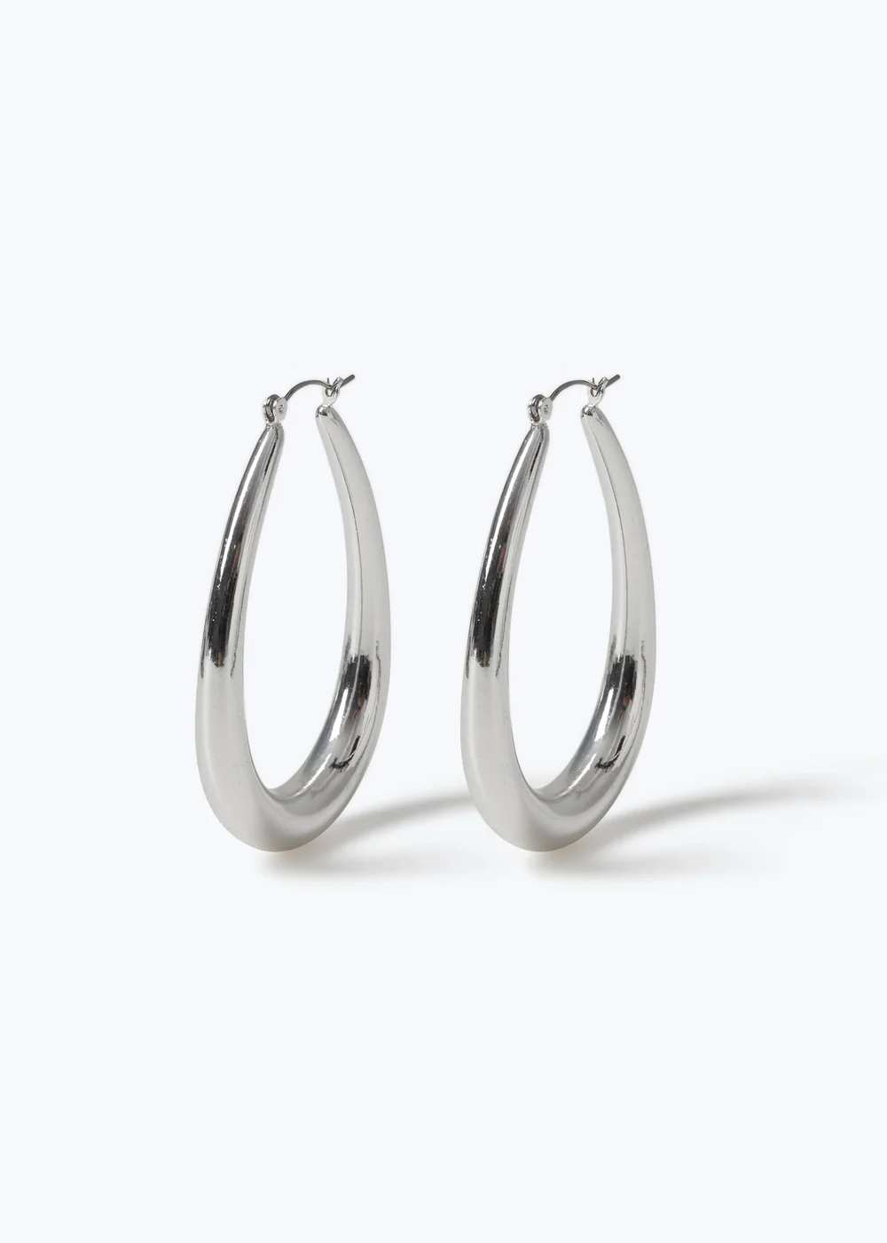 Muse Silver Oval Hoop Earrings - One Size Image 1