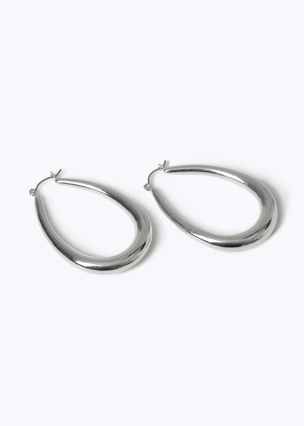 Muse Silver Oval Hoop Earrings - One Size Image 2