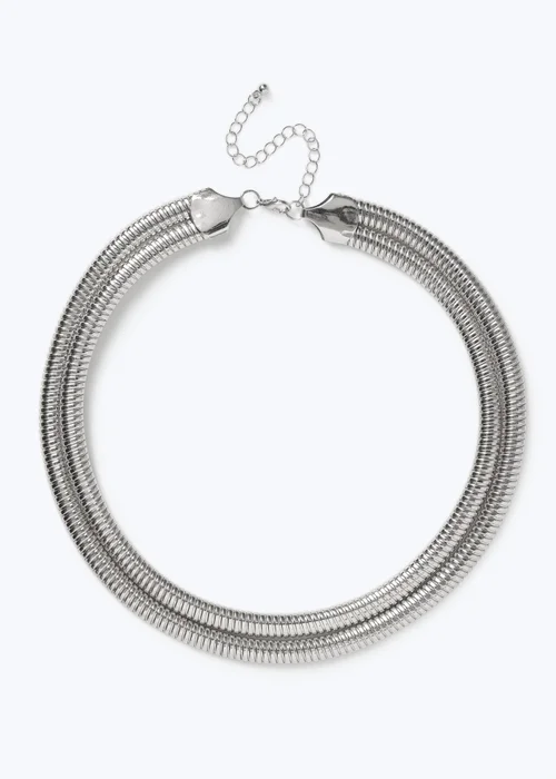 Muse Silver Double Ridge Torque Necklace - One Size Image 2