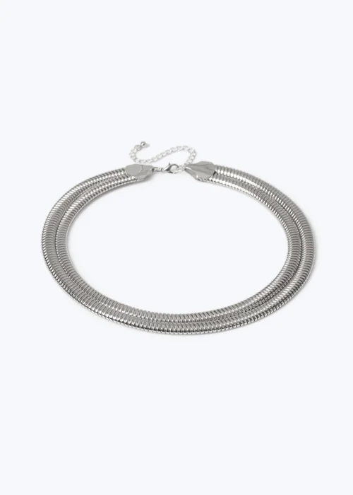 Muse Silver Double Ridge Torque Necklace - One Size Image 1