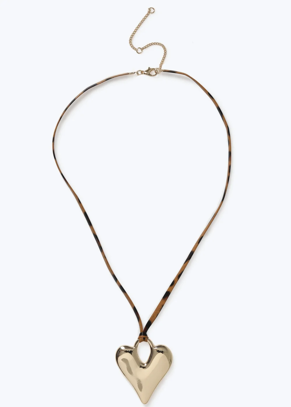 Muse Gold Leopard Print Cord Heart Pendant Necklace - One Size Image 1