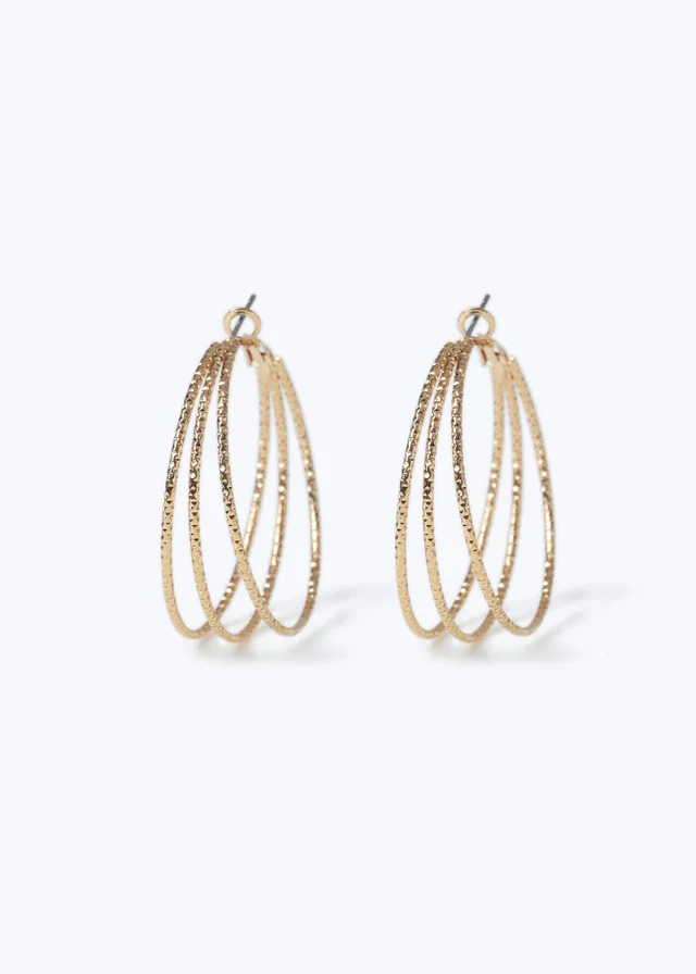 Muse Gold XL 4 Row Hoop Earrings