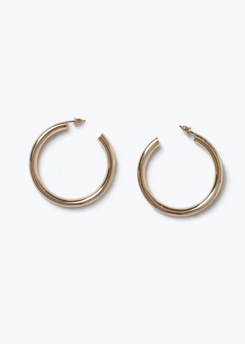 Muse Gold Tube Hoop Earrings - One Size Image 2