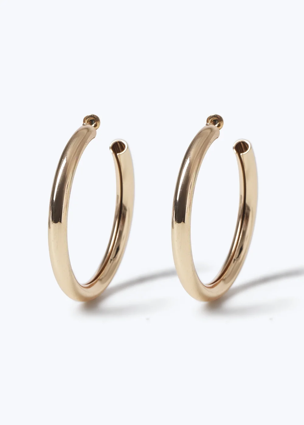 Muse Gold Tube Hoop Earrings - One Size Image 1