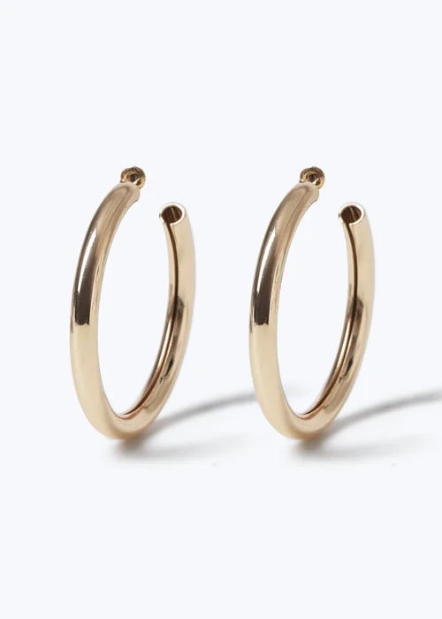 Muse Gold Tube Hoop Earrings - One Size Image 1