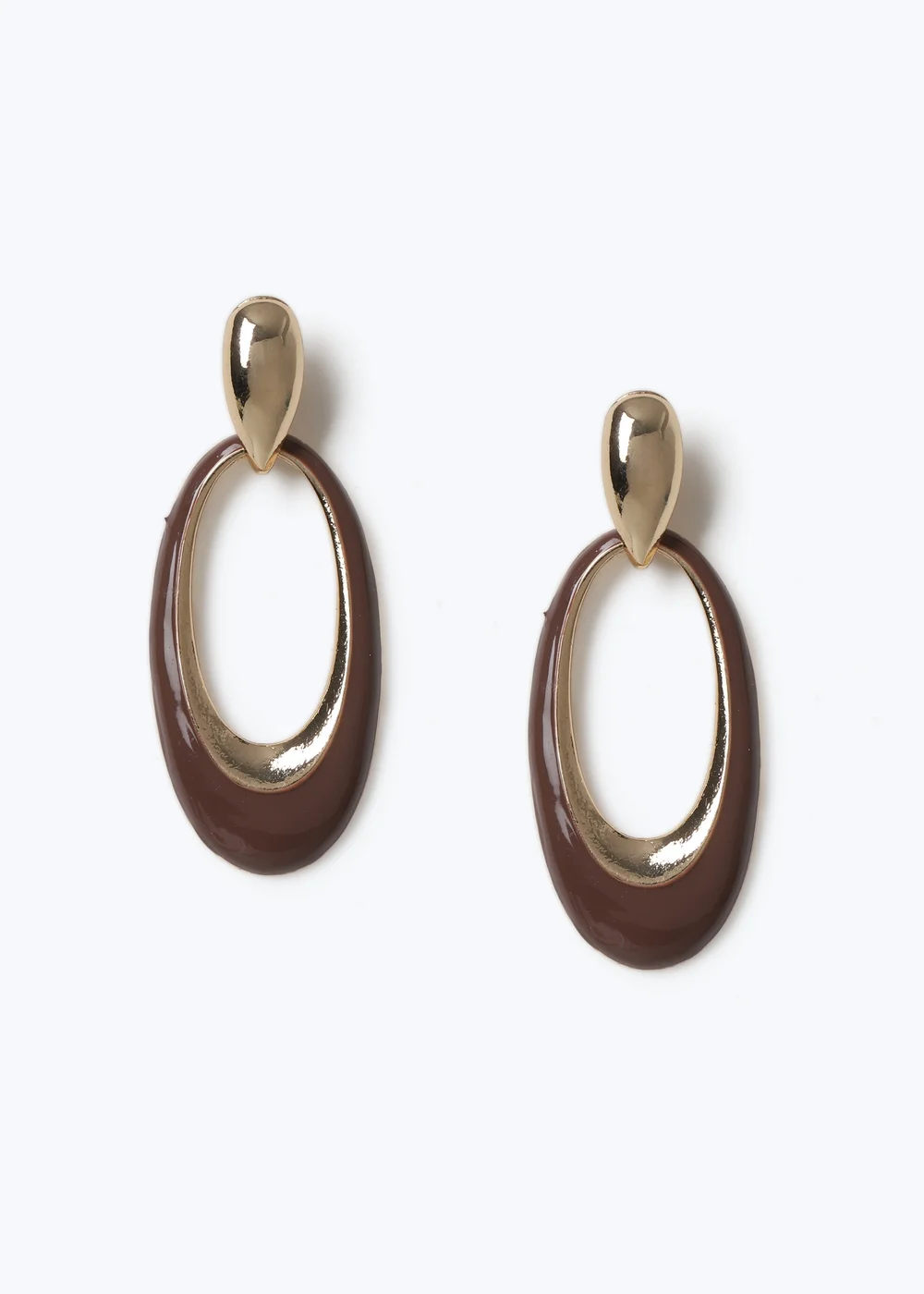Muse Brown Oval Drop Earrings - One Size Image 1