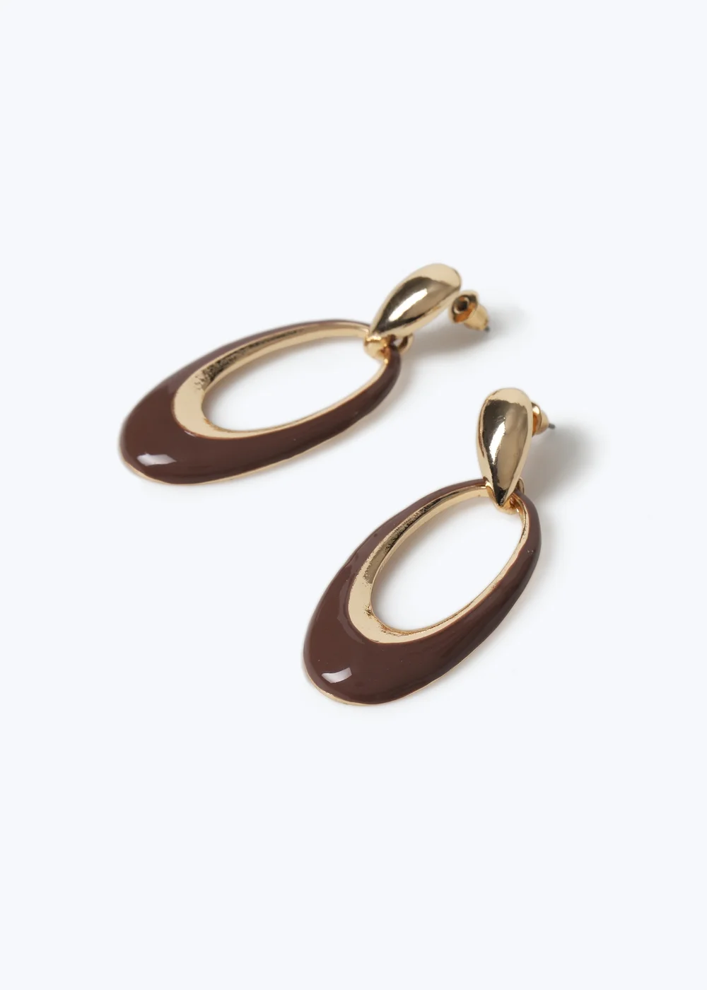 Muse Brown Oval Drop Earrings - One Size Image 2