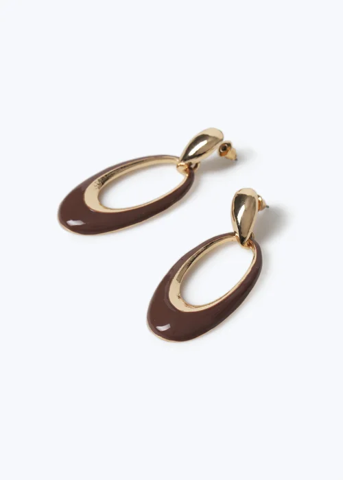 Muse Brown Oval Drop Earrings - One Size Image 2