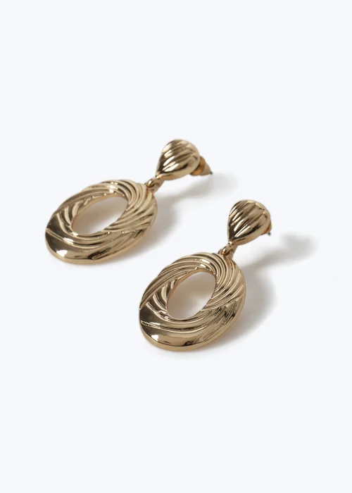 Muse Gold Textured Drop Earrings - One Size Image 2