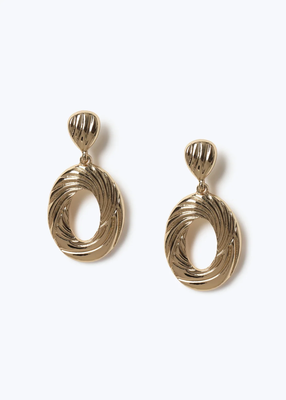Muse Gold Textured Drop Earrings - One Size Image 1