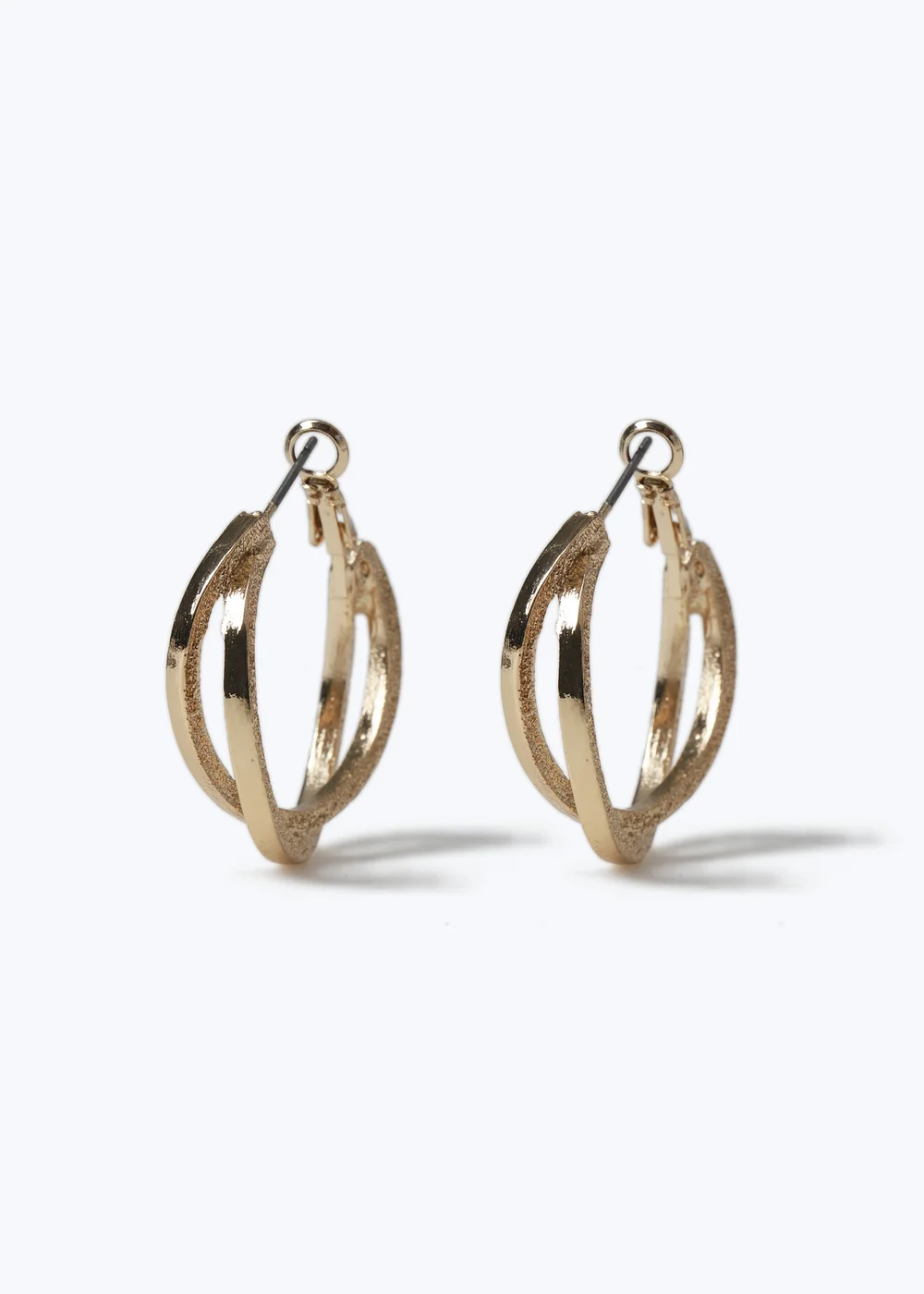 Muse Gold Sandblast Double Hoop Earrings - One Size Image 1