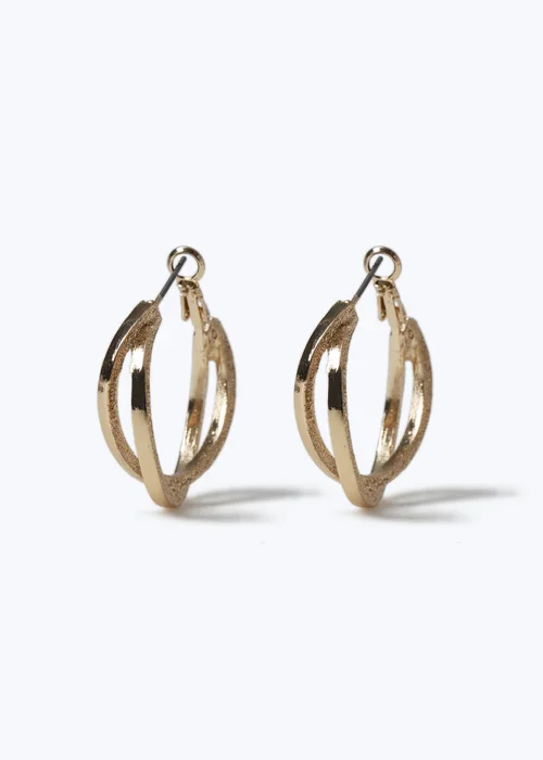 Muse Gold Sandblast Double Hoop Earrings - One Size Image 1