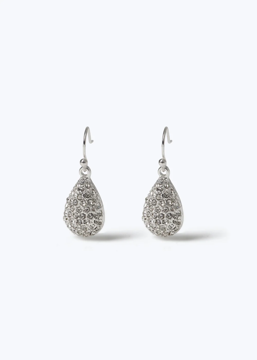 Silver Pave Teardrop Earrings - One Size Image 1