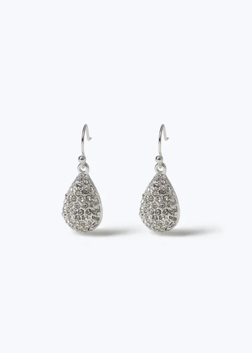 Silver Pave Teardrop Earrings - One Size Image 1