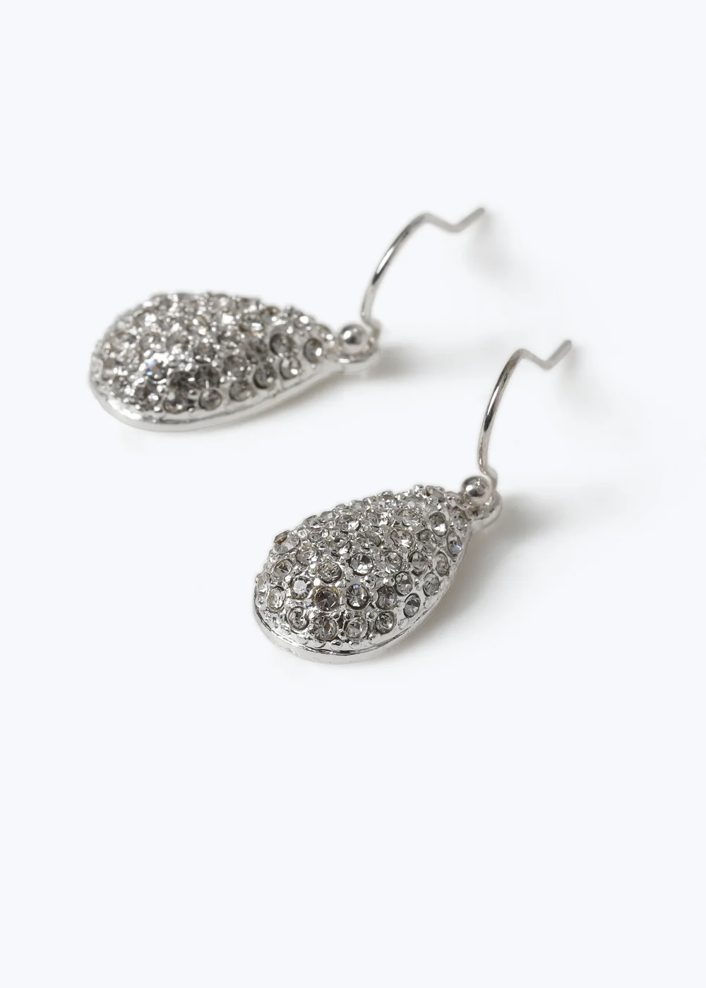Silver Pave Teardrop Earrings - One Size Image 2