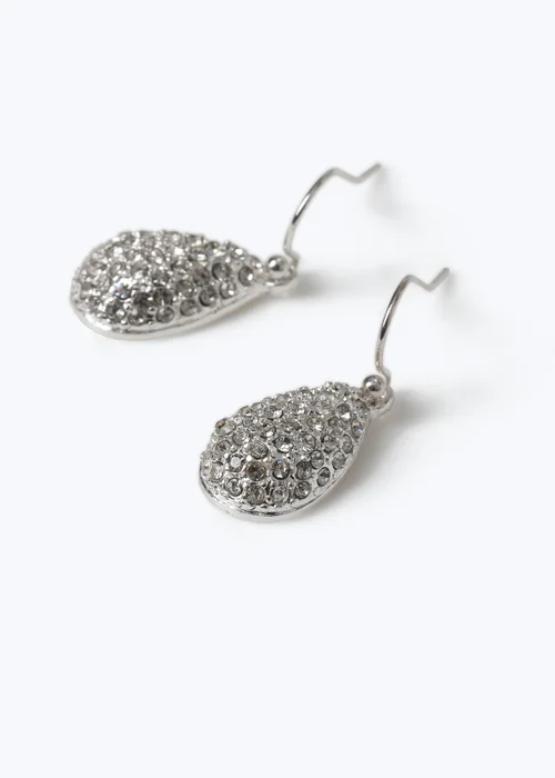 Silver Pave Teardrop Earrings - One Size Image 2