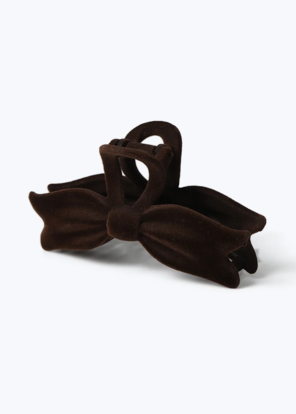 Muse Chocolate Brown Flocked Bow Claw Clip - One Size Image 2