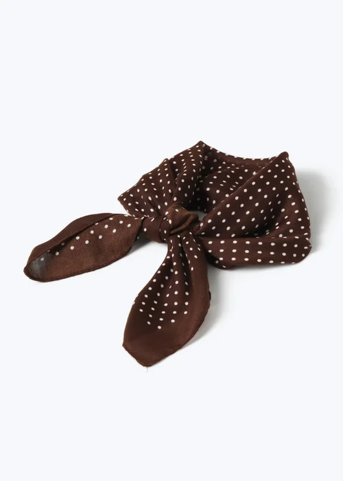 Muse Brown Polka Dot Scarf - One Size Image 2