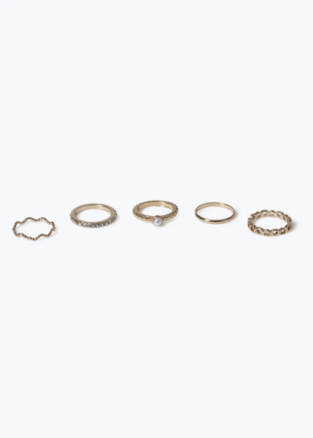 Muse 5 Pack Gold Rhinestone Rings - 17mm Image 2