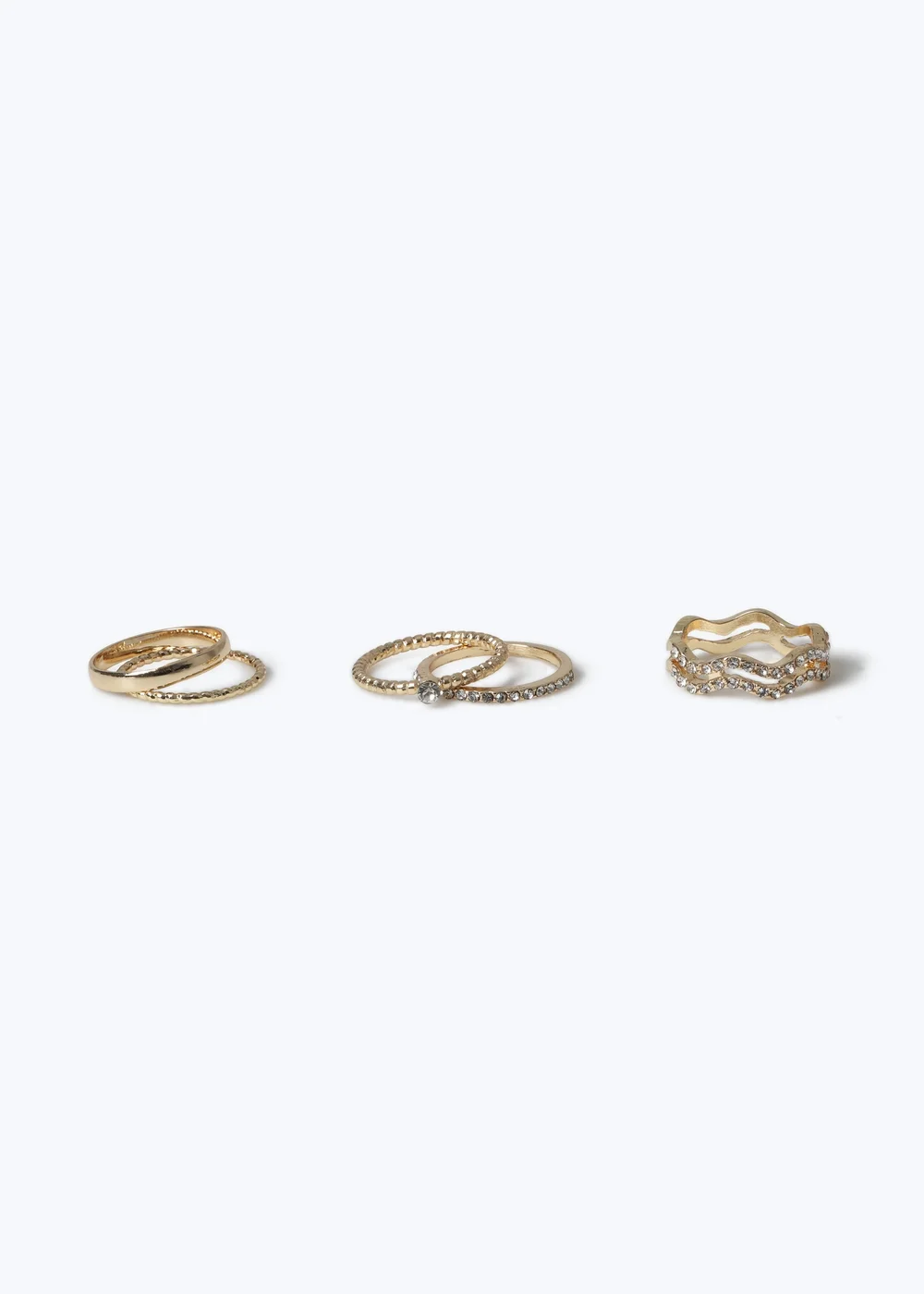 5 Pack Gold Wavy Rings - 17mm Image 1