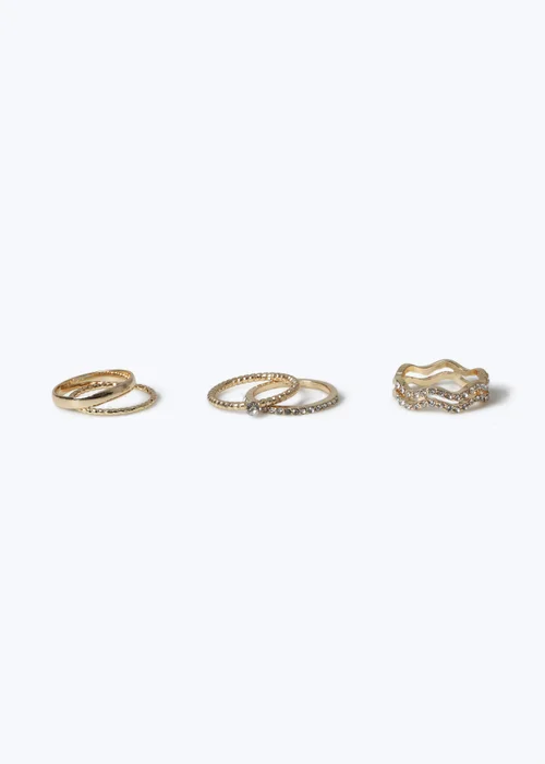 5 Pack Gold Wavy Rings - 17mm Image 1